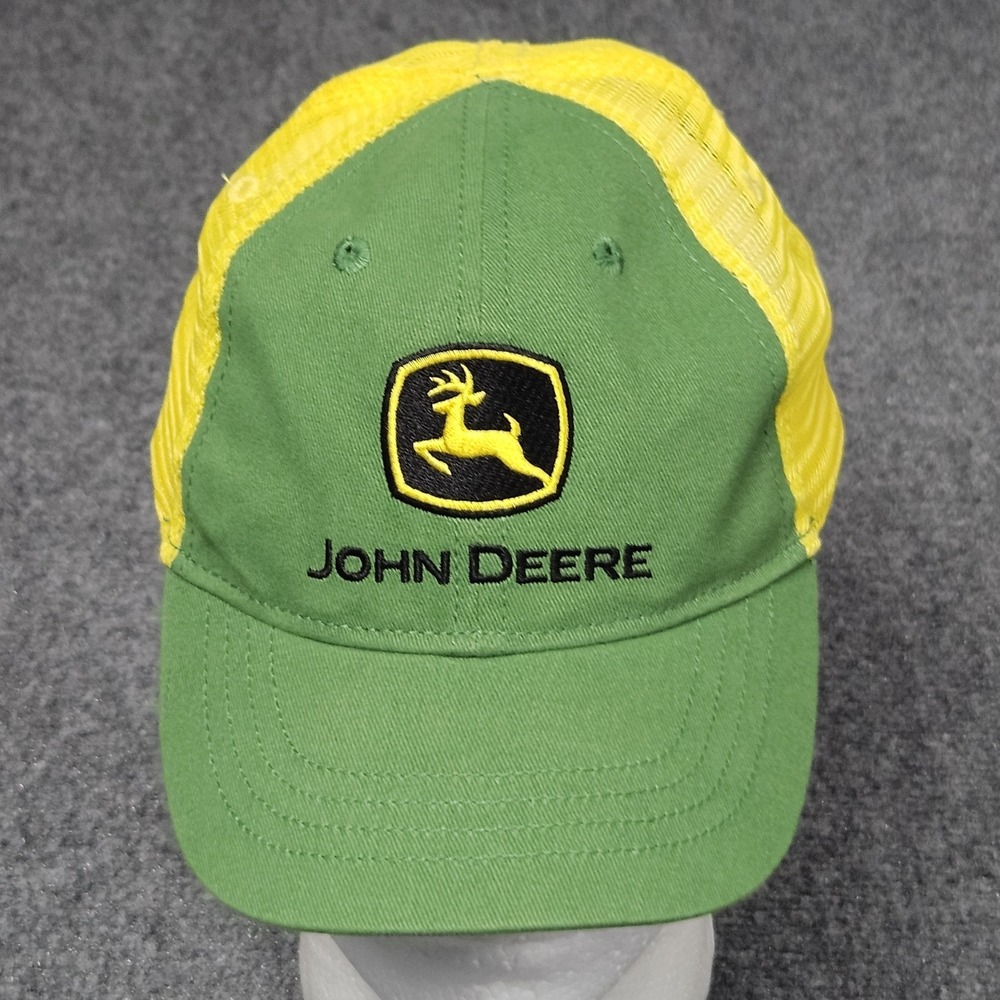 John Deere Trucker Hat Toddler One Size Green Yellow Mesh Snapback Farm Style